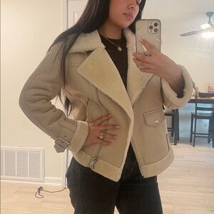 Stylish Beige Shearling Jacket